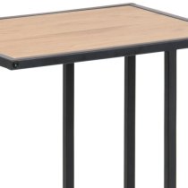 Salvo Wooden Side Table In Oak With Black Metal Frame