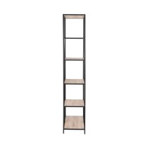 Salvo Wooden Bookcase 5 Shelves Tall With Black Metal Frame