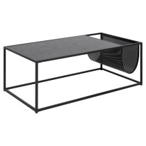 Salvo Wooden Coffee Table With Magazine Rack In Ash Black