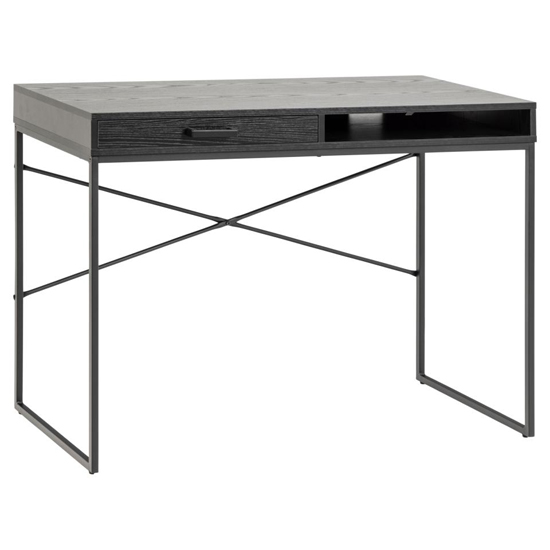 Salvo Wooden Laptop Desk With 1 Drawer 1 Shelf In Ash Black