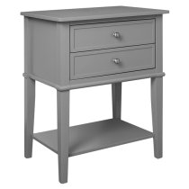 Fishtoft Wooden 2 Drawers Side Table In Grey