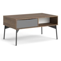 Felton Wooden 1 Drawer Coffee Table In Grey And Walnut