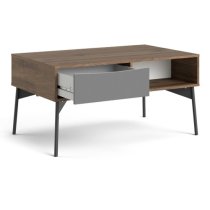 Felton Wooden 1 Drawer Coffee Table In Grey And Walnut