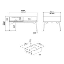 Felton Wooden 1 Drawer Coffee Table In Grey And Walnut