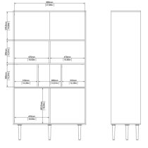 Roxo Wooden 2 Sliding Doors Bookcase In Oak And White