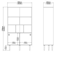 Roxo Wooden 2 Sliding Doors Bookcase In Oak And White