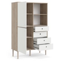 Roxo Wooden 2 Doors And 4 Drawers Bookcase In Oak And White