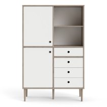 Roxo Wooden 2 Doors And 4 Drawers Bookcase In Oak And White