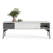 Felton 2 Sliding Doors And 1 Drawer TV Stand In Grey And White