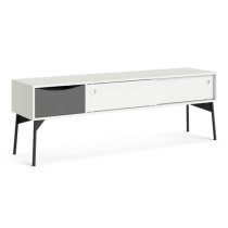 Felton 2 Sliding Doors And 1 Drawer TV Stand In Grey And White