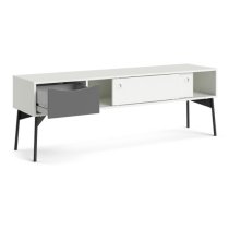 Felton 2 Sliding Doors And 1 Drawer TV Stand In Grey And White