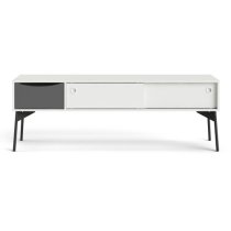 Felton 2 Sliding Doors And 1 Drawer TV Stand In Grey And White