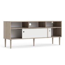 Roxo Wooden 2 Sliding Doors TV Stand In Oak And White