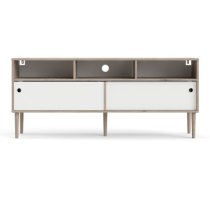 Roxo Wooden 2 Sliding Doors TV Stand In Oak And White