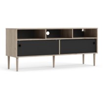 Roxo Wooden 2 Sliding Doors TV Stand In Oak And Black