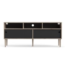 Roxo Wooden 2 Sliding Doors TV Stand In Oak And Black