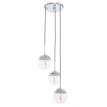 Rocklin 3 Lights Clear Glass Shade Pendant Light In Chrome