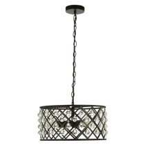 Auckland 3 Bulb Cross Design Pendant Ceiling Light In Black