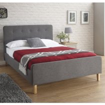 Alkham Fabric Upholstered Single Bed In Grey