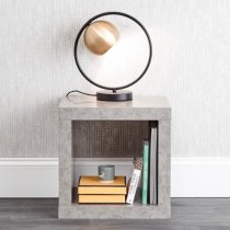 Baginton Wooden Cube Side Table In Concrete Effect