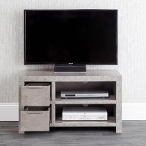 Baginton Wooden 2 Drawers TV Stand In Concrete Effect