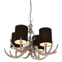 Antlor 4 Fabric Shades Chandelier Ceiling Light In Silver