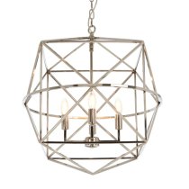 Kamloops Hexagonal Chandelier Ceiling Light In Silver Nickel