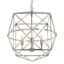 Kamloops Hexagonal Chandelier Ceiling Light In Silver Nickel