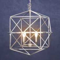 Kamloops Hexagonal Chandelier Ceiling Light In Silver Nickel