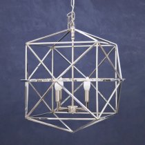 Kamloops Hexagonal Chandelier Ceiling Light In Silver Nickel