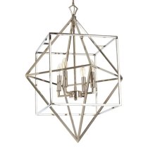 Kamloops Square Chandelier Ceiling Light In Silver Nickel