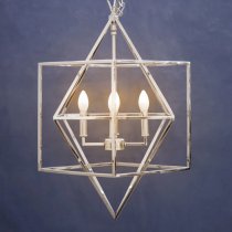 Kamloops Square Chandelier Ceiling Light In Silver Nickel