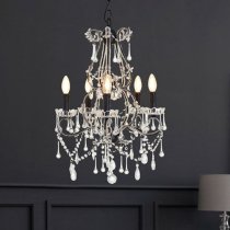 Kensick 5 Bulbs Chandelier Ceiling Light In Black