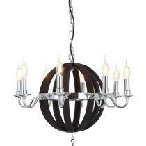 Kensick 8 Bulbs Round Design Chandelier Ceiling Light In Black