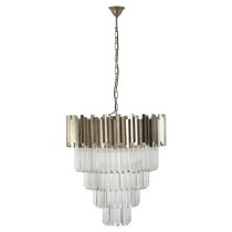 Lawton Large Clear Glass Chandelier Ceiling Light In Silver