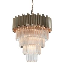 Lawton Large Clear Glass Chandelier Ceiling Light In Silver