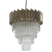 Lawton Large Clear Glass Chandelier Ceiling Light In Silver