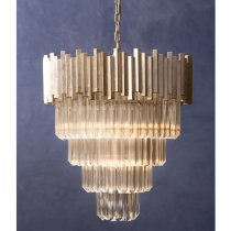 Lawton Large Clear Glass Chandelier Ceiling Light In Silver