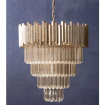 Lawton Large Clear Glass Chandelier Ceiling Light In Silver