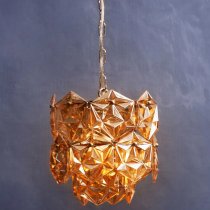 Rydall Small Amber Glass Chandelier Ceiling Light In Nickel