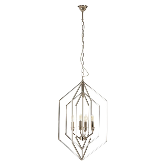 Venik Hexagonal 4 Lights Chandelier Ceiling Light In Nickel