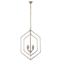 Venik Hexagonal 4 Lights Chandelier Ceiling Light In Nickel