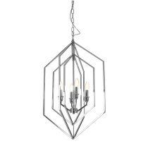 Venik Hexagonal 4 Lights Chandelier Ceiling Light In Nickel