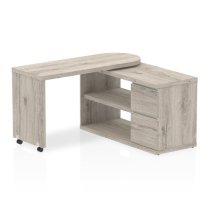 Fleur Wooden Rotating Storage Computer Desk In Grey Oak