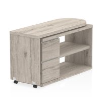 Fleur Wooden Rotating Storage Computer Desk In Grey Oak