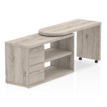 Fleur Wooden Rotating Storage Computer Desk In Grey Oak