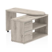 Fleur Wooden Rotating Storage Computer Desk In Grey Oak