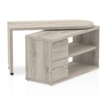 Fleur Wooden Rotating Storage Computer Desk In Grey Oak