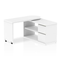 Fleur Wooden Rotating Storage Computer Desk In White