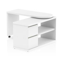 Fleur Wooden Rotating Storage Computer Desk In White